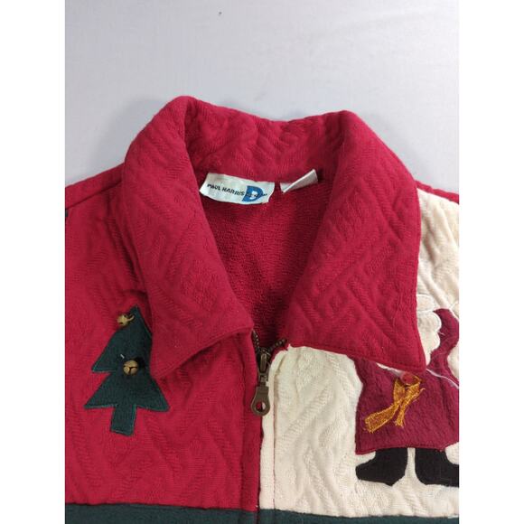 Vintage Paul Harris Santa Vest L Jingle Bells Quilted Christmas Holiday - Picture 5 of 8
